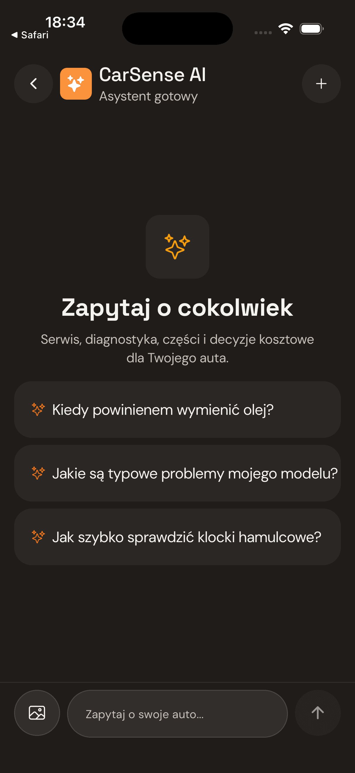 AI asystent motoryzacyjny w aplikacji CarSense.